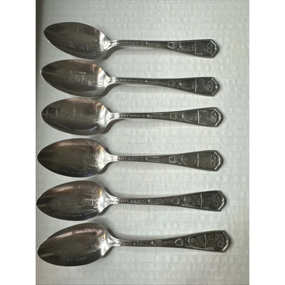 1933 Chicago World's Fair Century of Progress Spoons Lot 6 Silver‎ Plated